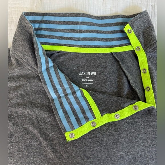 Jason Wu for EVA Air Gray Quarter Snap Pullover Shirt XL Long Sleeve Travel - Picture 3 of 10